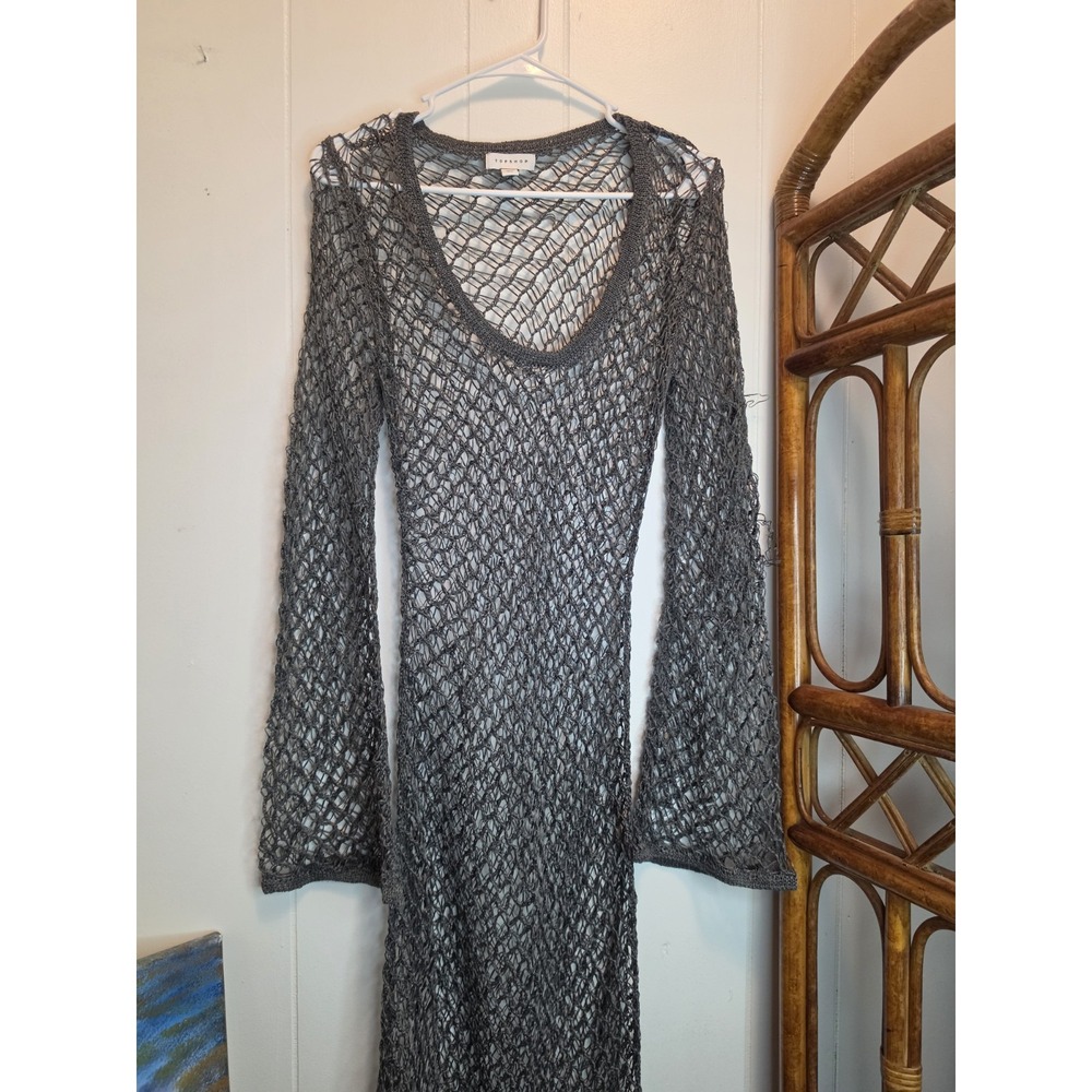 Topshop Fishnet Swim Beach Cover Up Dress Maxi Fisherman Boho Hippie S $60